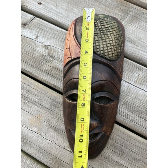 African Style Set Of Wood Face Mask Hand Carved Tribal Rustic - Picture 12 of 16